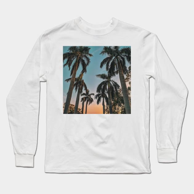 Blue Skies and Tropical Palm Long Sleeve T-Shirt by ArtoTee